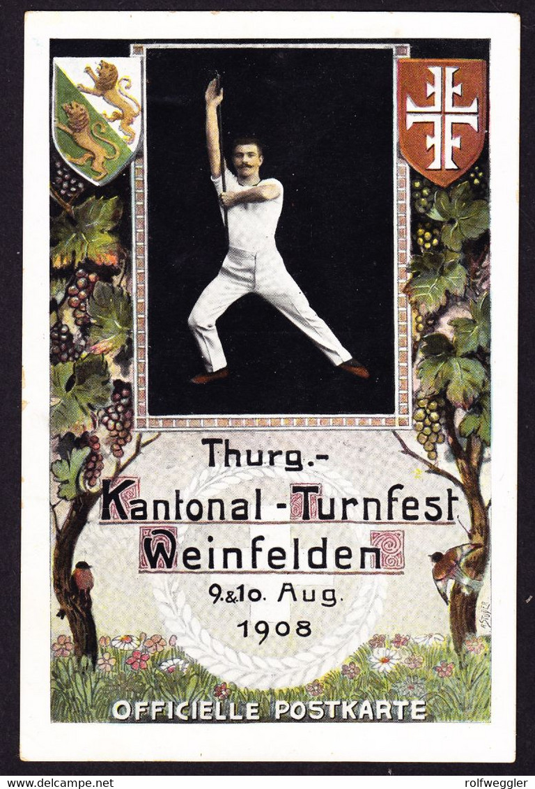 1908  3 AK, Davon 2 Gelaufen, Kantonales Turnfest In Weinfelden. Rückseitig Leicht Fleckig. Offizielle Postkarten. - Weinfelden