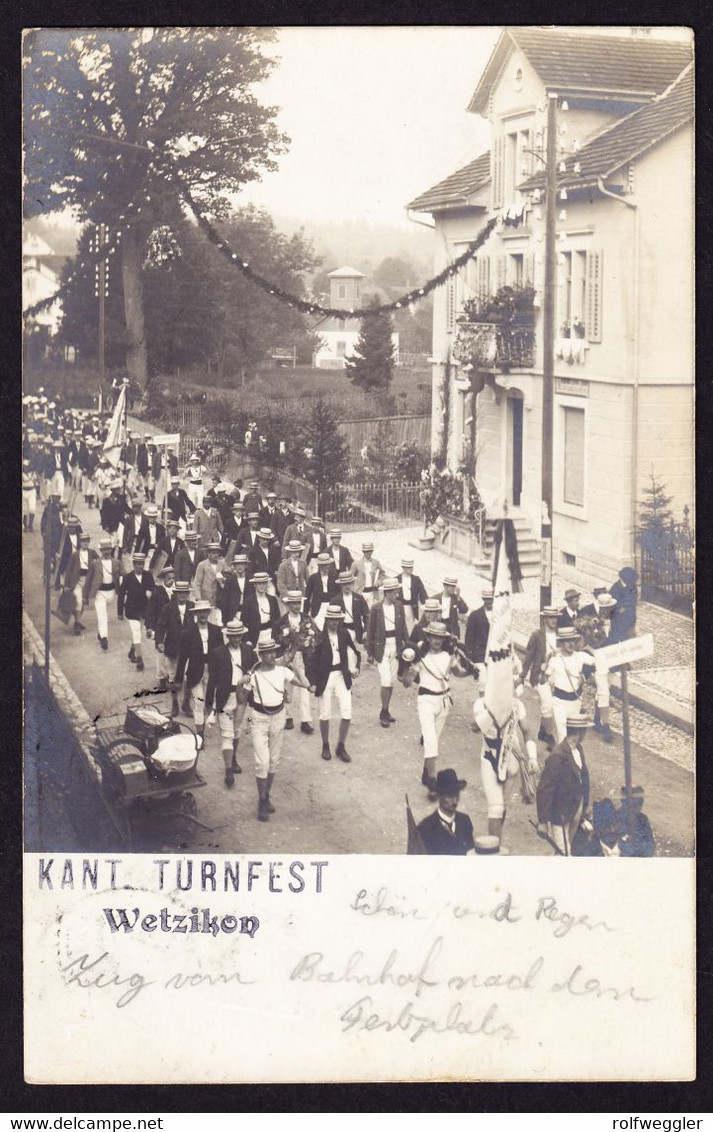 1902 Gelaufene Foto AK: Kant. Turnfest Wetzikon. A. Hess, Papeterie Wetzikon - Wetzikon