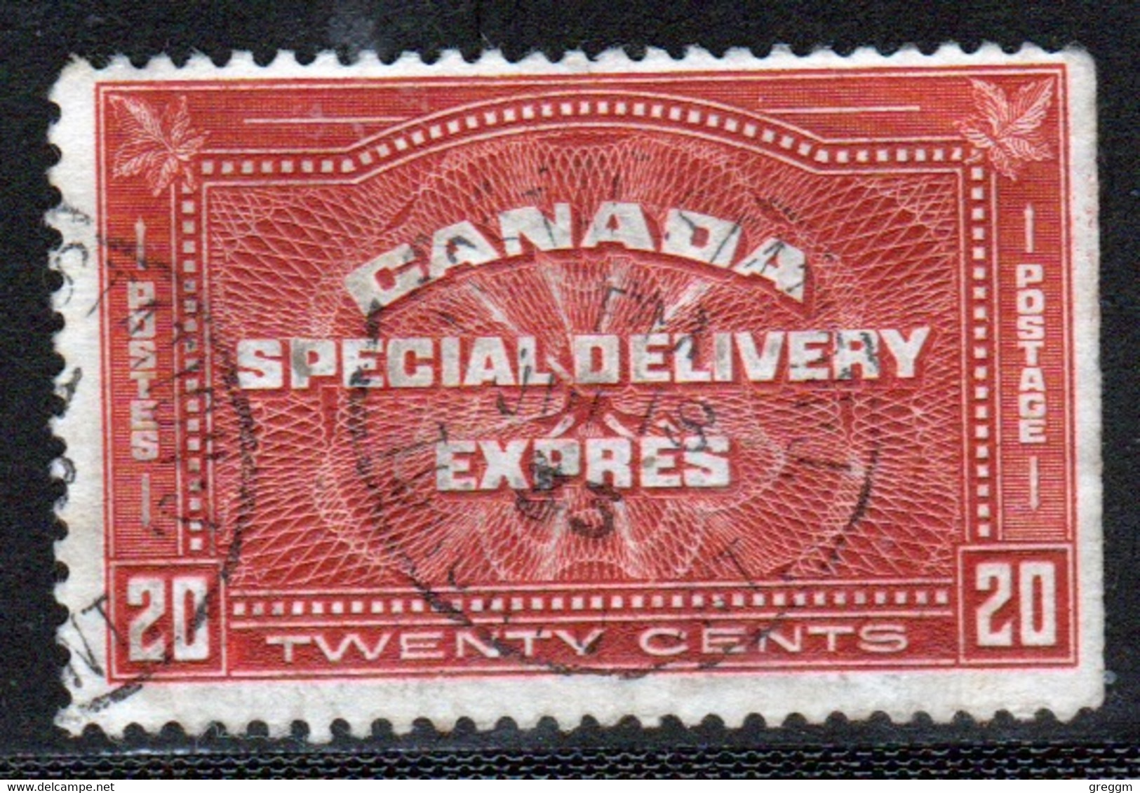 Canada 1930 Single 20c Stamp Issued To For Special Delivery In Fine Used - Exprès