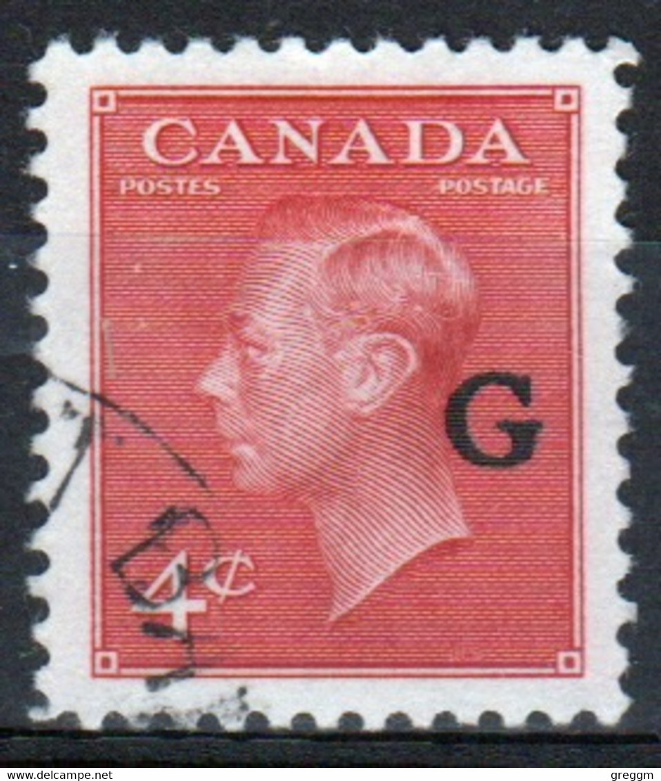 Canada 1950 Single  4c Stamp Overprinted 'G'. In Fine Used - Opdrukken