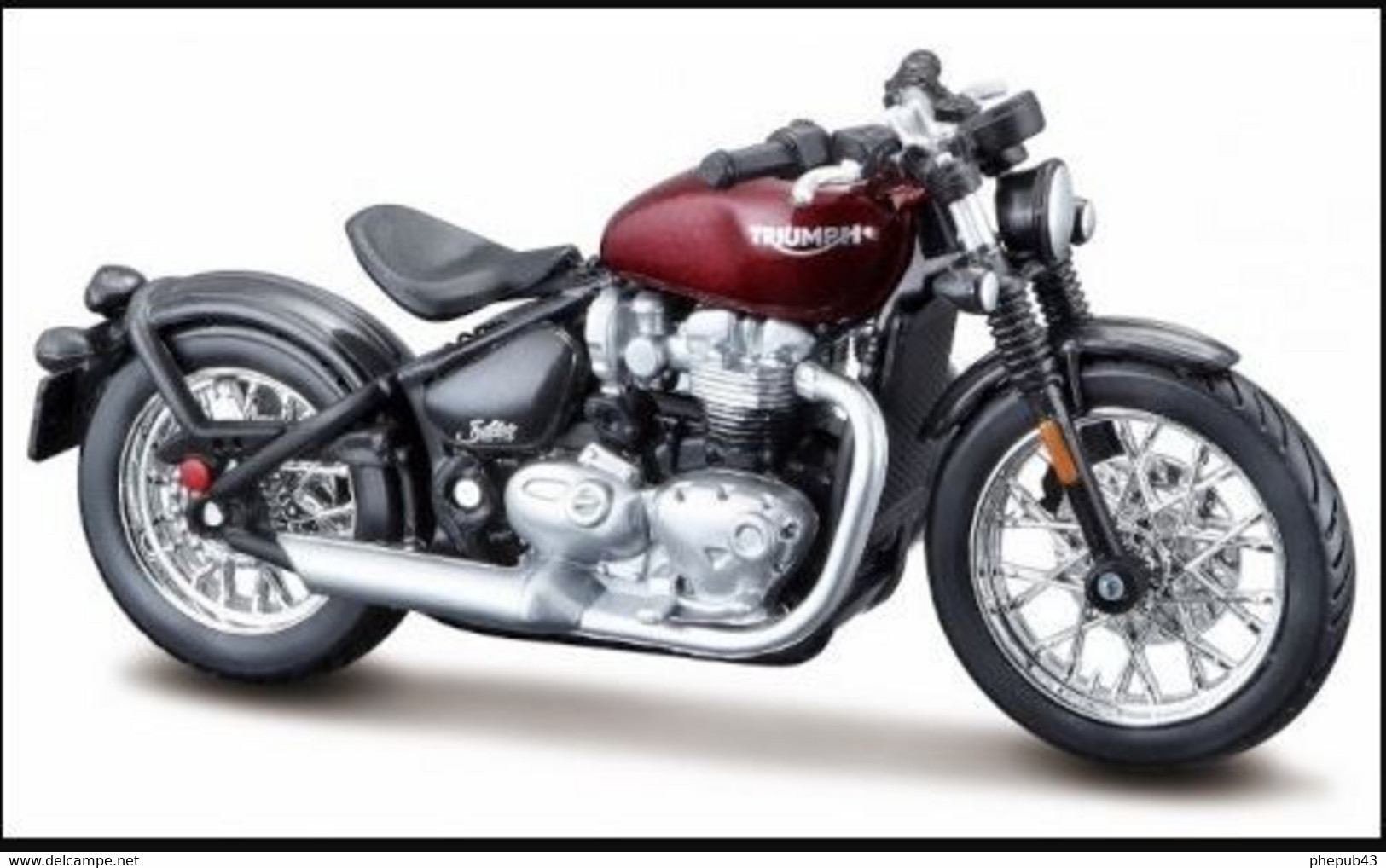 Triumph Bonneville Bobber - Dark Red/Black - BBurago 1:18 - Motorfietsen