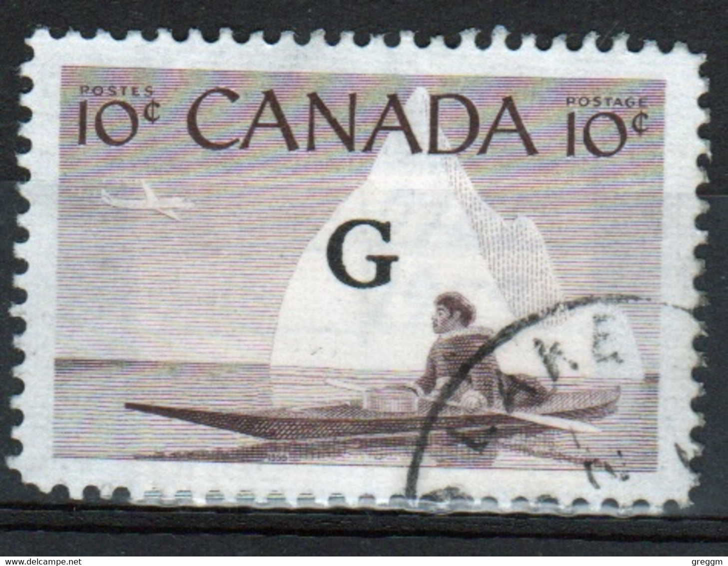 Canada 1955 Single 10c Stamps Overprinted 'G'. In Fine Used - Opdrukken