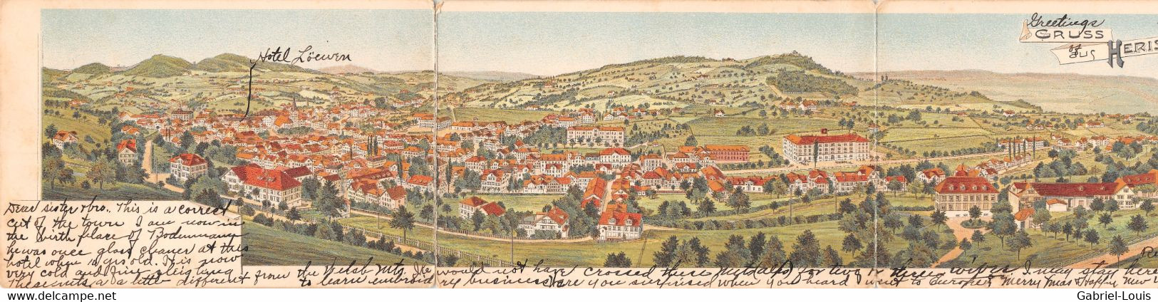 Panorama 3  Postkarten - Gruss Aus Herisau - Litho - Herisau