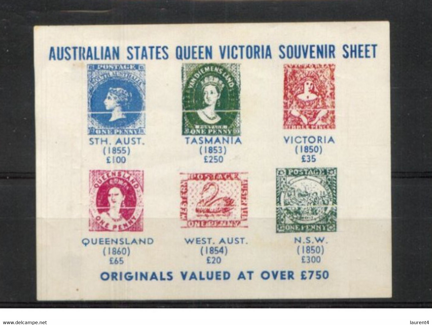 (stamps 21-5-2021) Mini-sheet - Cinderella - Australian States Queen Victoria Souvenir Sheet - Cinderellas