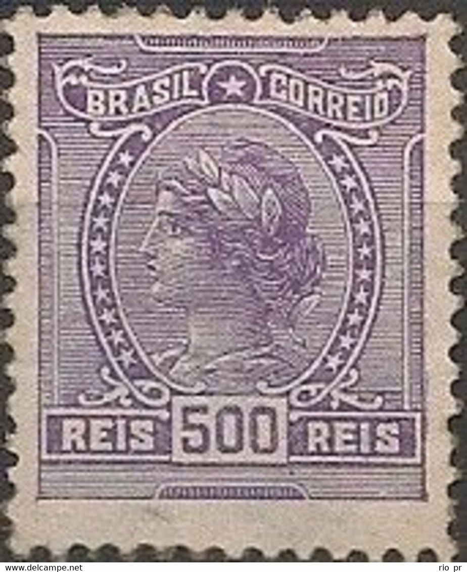 BRAZIL - DEFINITIVE: ALLEGORY OF THE REPUBLIC (500 RÉIS, No Watermark) 1918 - MH - Unused Stamps