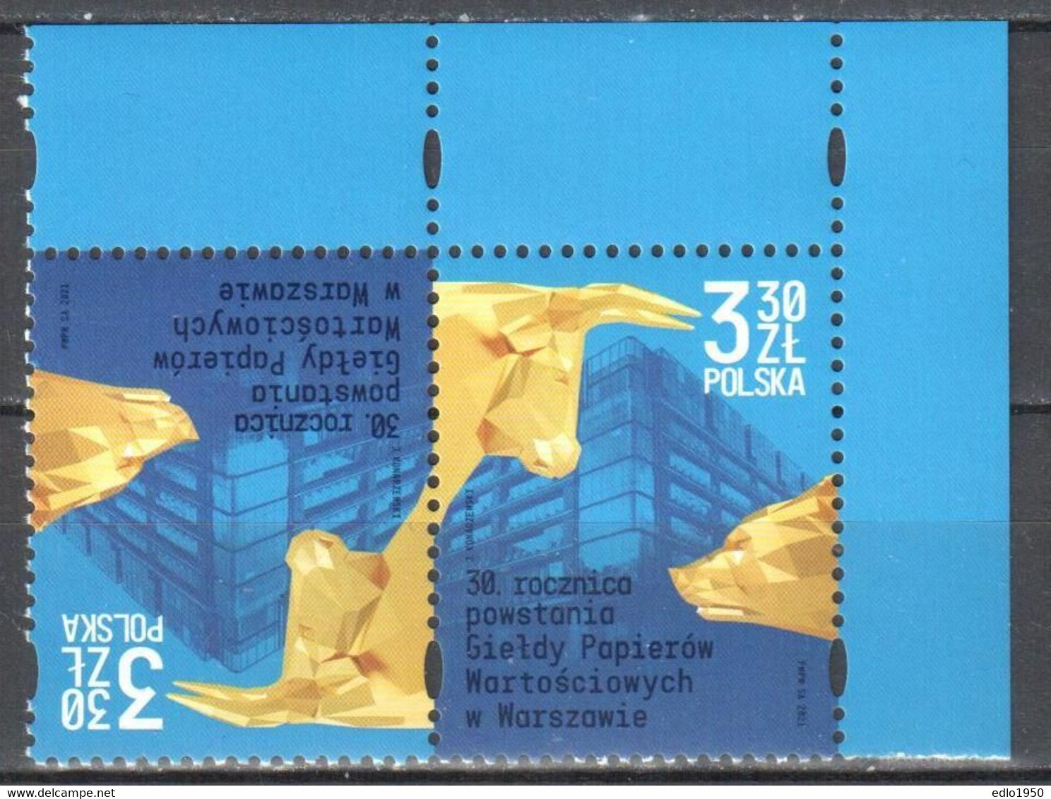 Poland 2021 - Warsaw Stock Exchange - Mi.5290 - Tete Beche - MNH(**) - Neufs