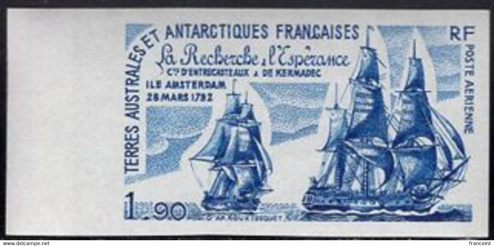 F.S.A.T. (1979) "La Recherche". "L'Esperance". Corner Imperforate. Scott No C56, Yvert No PA58. - Non Dentelés, épreuves & Variétés