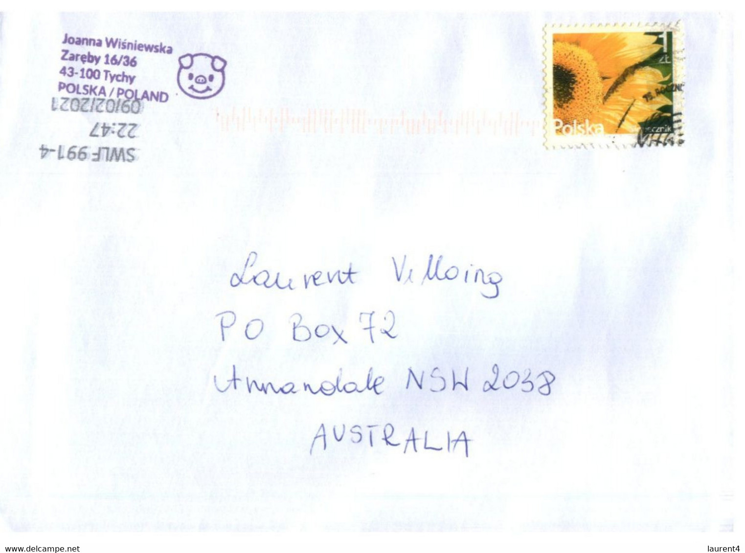 (QQ 16) Letter Posted From Poland To Australia (1 Letters) - Cartas & Documentos