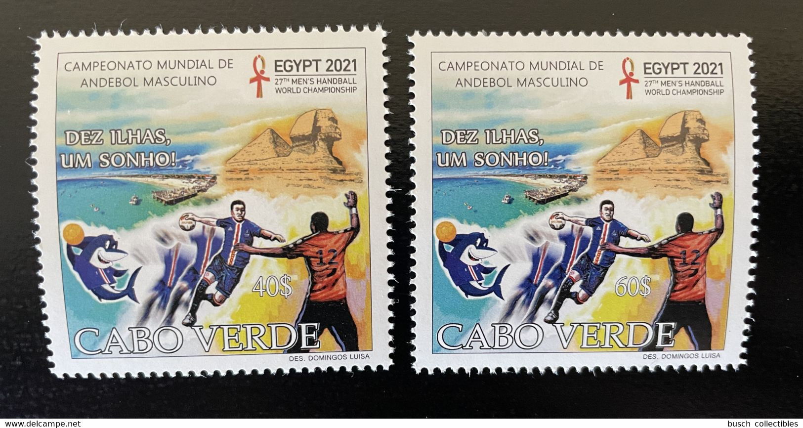 Cape Kap Cabo Verde 2021 Mi. ? Egypt Egypte Handball World Championship Sphinx Shark Haifisch Requin 2 Val. MNH - Andere & Zonder Classificatie