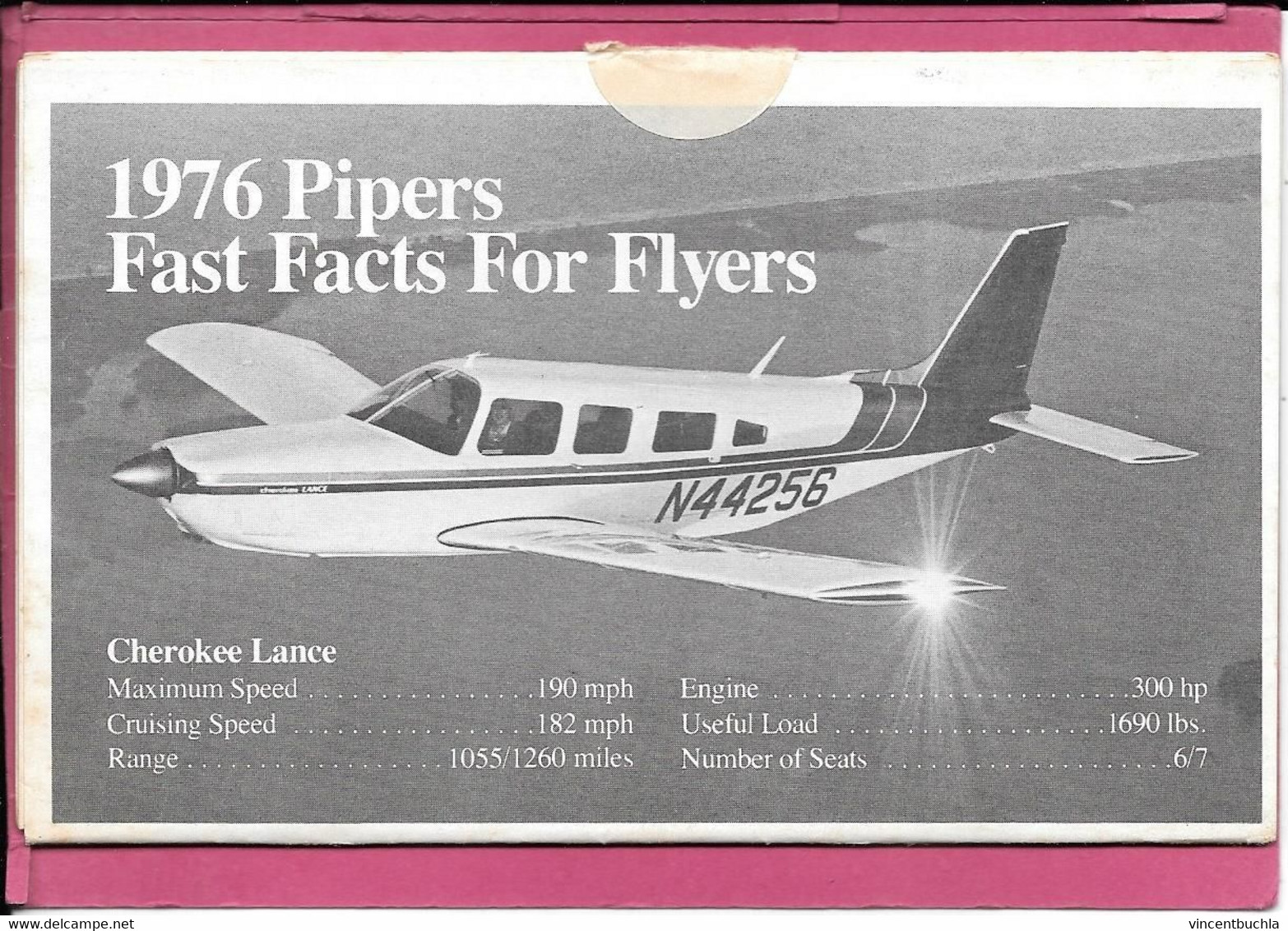 Dépliant Promotionnel U S A Piper Aircraft Corporation 1976 Fast Facts For Flyers 10 Feuillets - Werbung