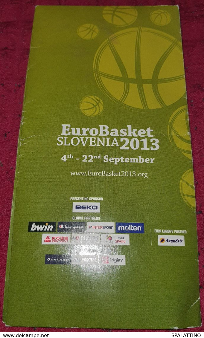 EUROBASKET 2013. FOLDER FOR MATCH TICKETS - Bekleidung, Souvenirs Und Sonstige