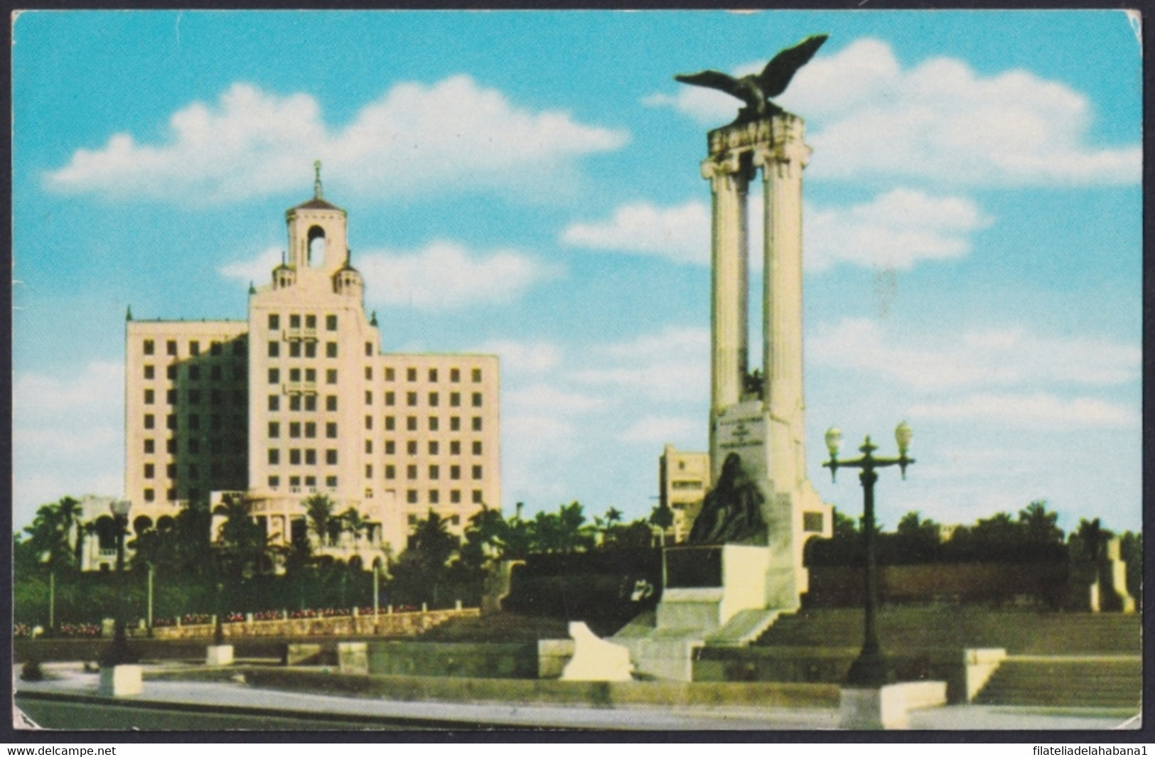 FM-123 CUBA REPUBLICA 1958 PIGNEY BOWES MAINE MONUMENT POSTCARD. PERM 771. - Briefe U. Dokumente