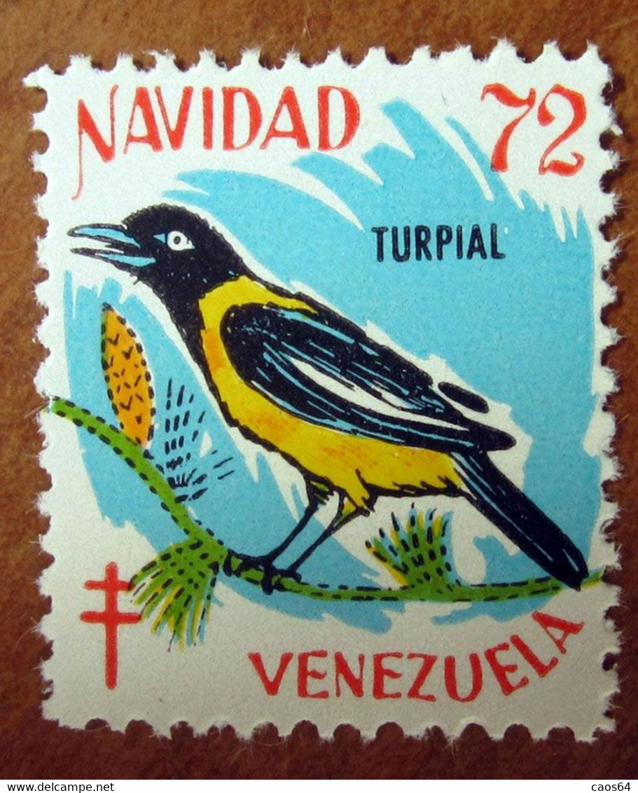 1972 Uccelli Bird Turpial VENEZUELA Navidad  Tubercolosi TBC Cindarella Vignetta Erinnofilo - Nuovo - Spatzen