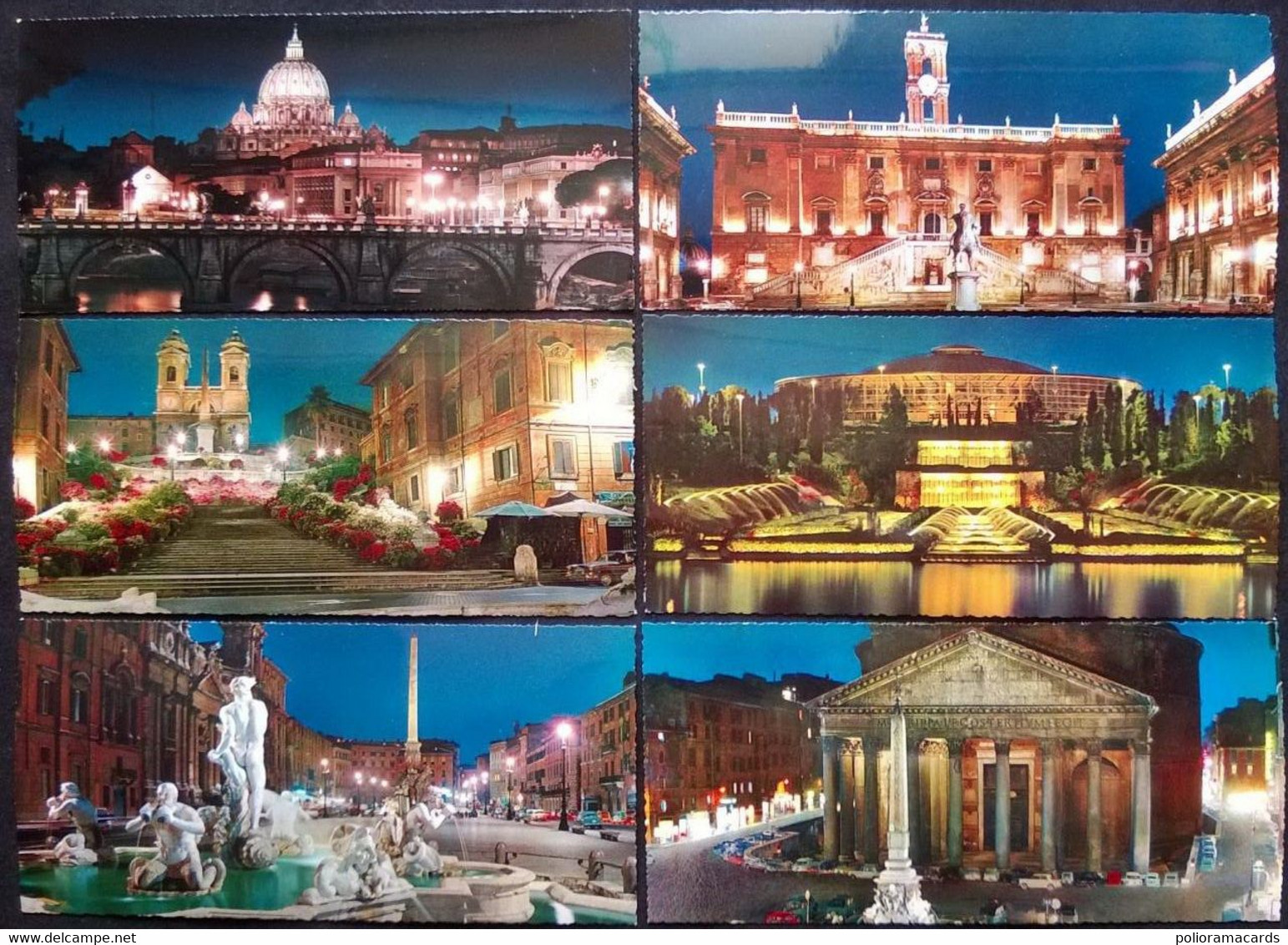 Roma Di Notte - Lotto Di 18 Cartoline A Col. FG ~102 X 213mm - Collections & Lots