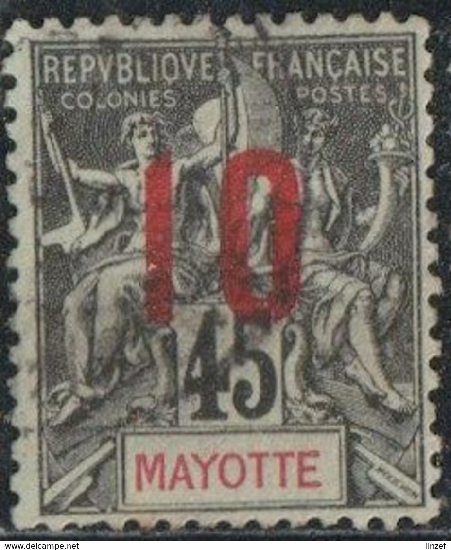 Mayotte 1912 Yv. N°28 - 10c S. 45c  - Oblitéré - Used Stamps