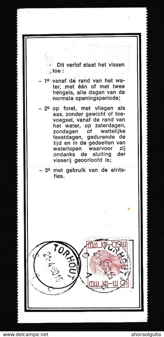 DDZ 285 -- Collection THOUROUT - Permis De Peche / Visverlof 250 F - TP Elstrom TORHOUT 1980 Griffe TORHOUT 1 - Post Office Leaflets