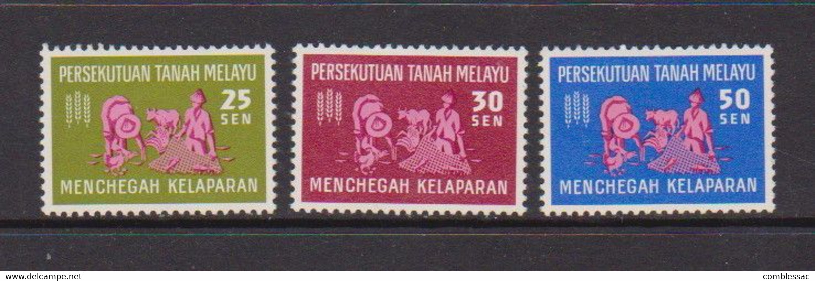 MALAYAN  FEDERATION    1963    Freedom  From  Hunger    Set  Of  3       MH - Fédération De Malaya