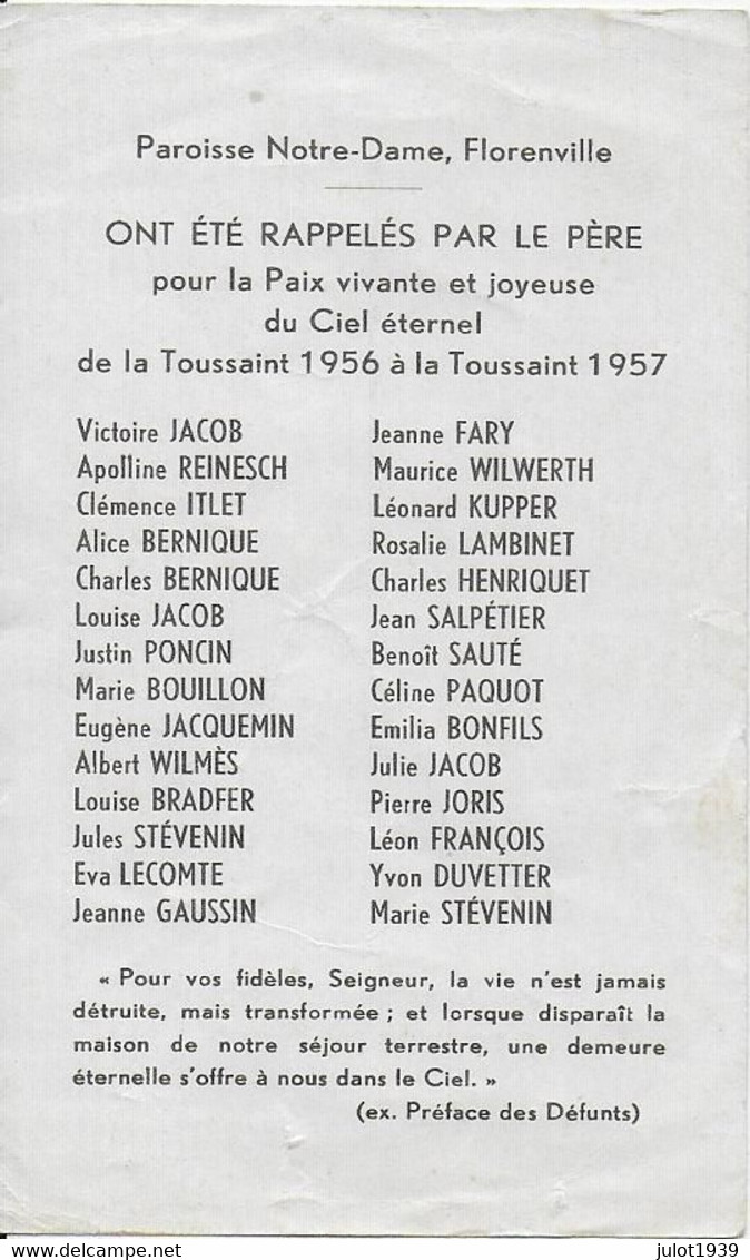 GC . FLORENVILLE ..-- Décès Entre La TOUSSAINT 1956 Et La TOUSSAINT 1957 . - Florenville