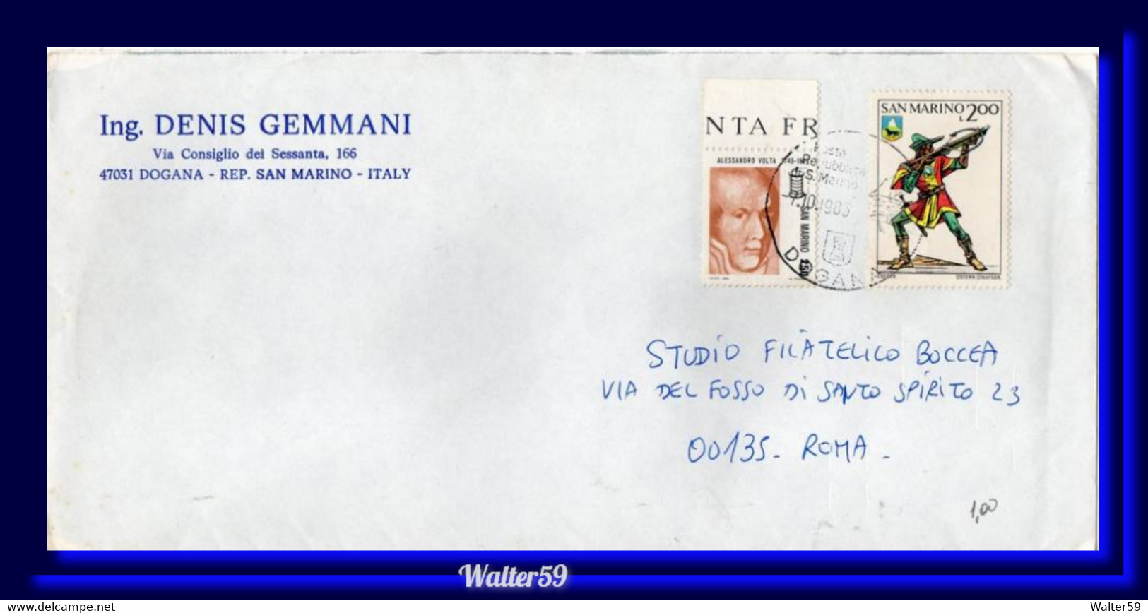 1986 San Marino Saint Marin Enveloppe Letter Posted To Italy Brief - Briefe U. Dokumente