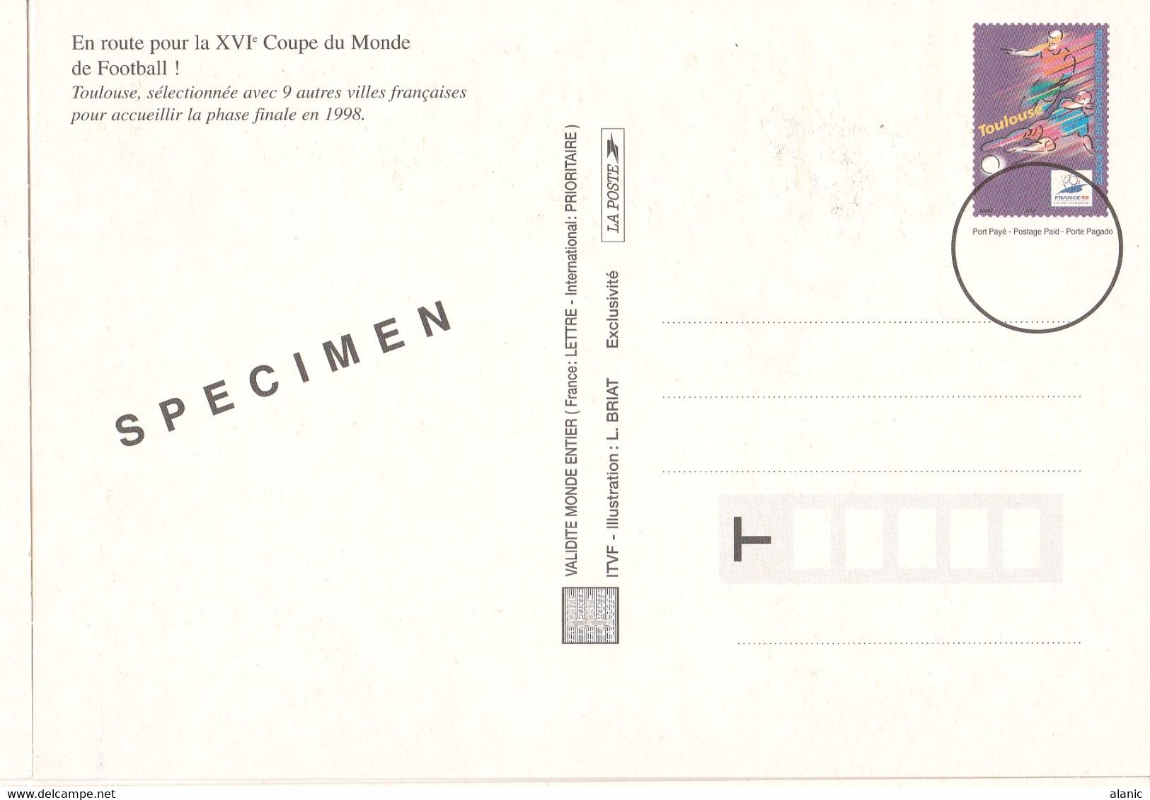 3 Carte  Coupe Du Monde Football Stade SPECIMEN - Buste Postali E Su Commissione Privata TSC (ante 1995)