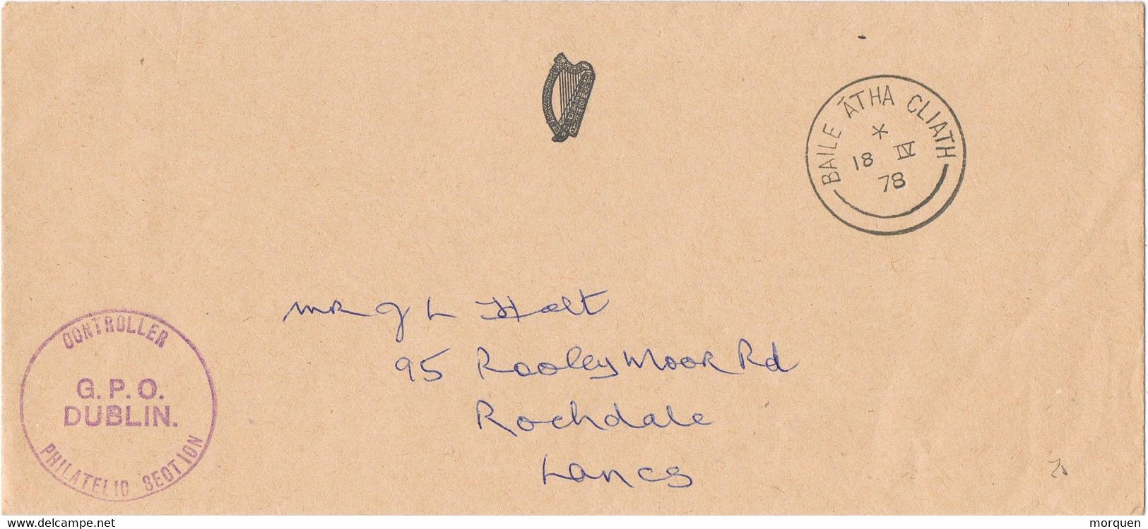 40580. Carta Franquicia Postal BAILE ARHA CLIATH (Dublin) Irlanda 1978. Controller G.P.O. - Covers & Documents