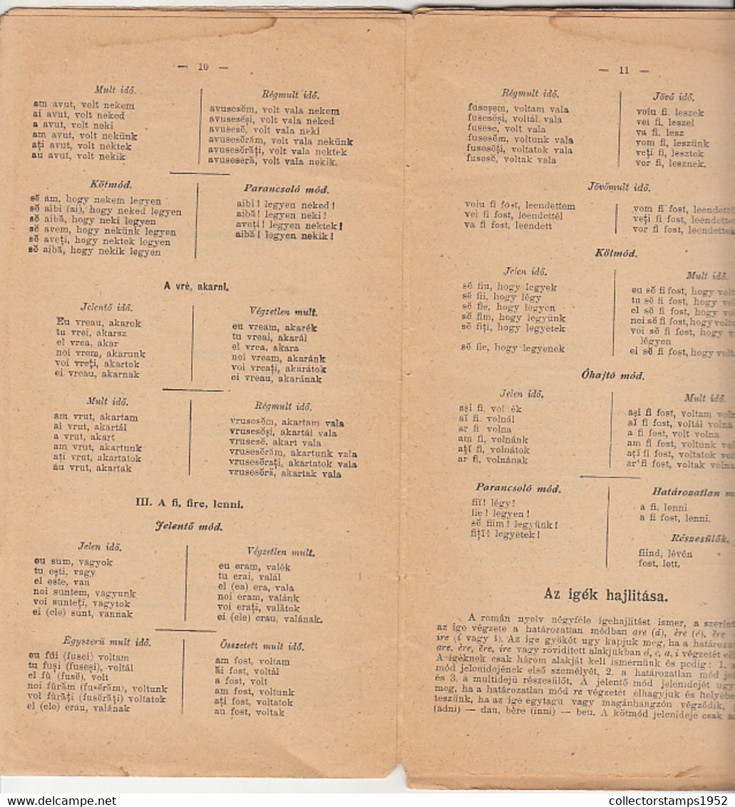 8586FM- ROMANIAN- HUNGARIAN- GERMAN PRACTICAL CONVERSATION GUIDE, DICTIONARIES, ABOUT 1912, HUNGARY - Wörterbücher