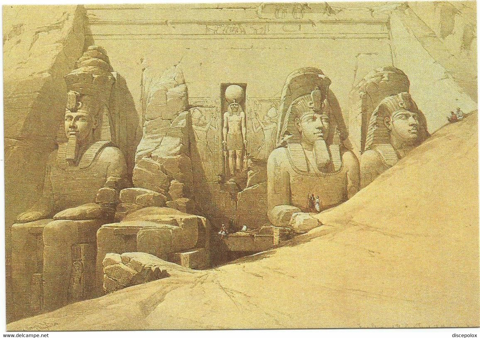 A6854 Front Elevation Of The Great Temple Of Aboo Simbel - David Roberts - Dipinto Paint Peinture / Non Viaggiata - Abu Simbel Temples