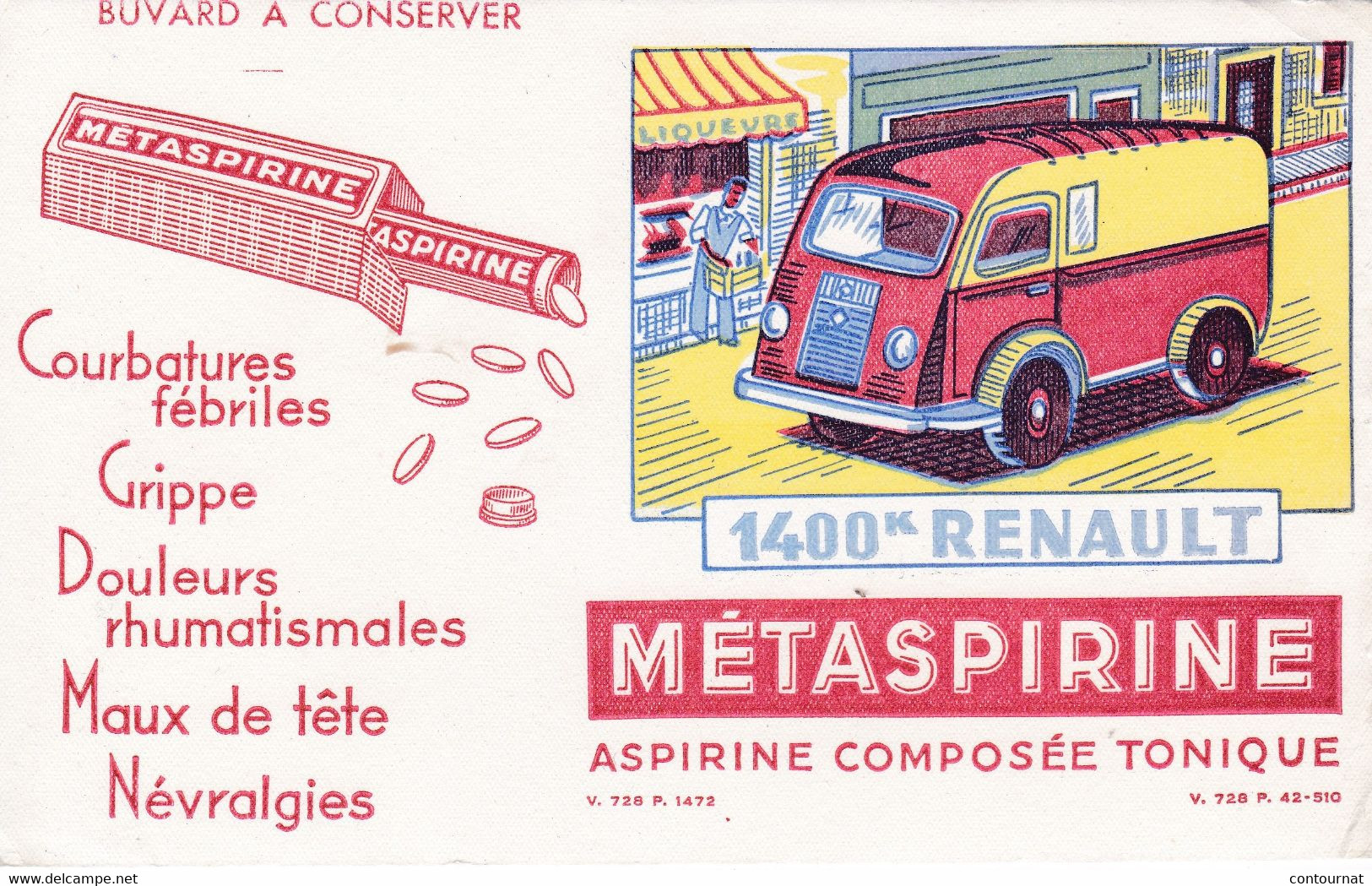 Buvard METASPIRINE Camion RENAULT 1400kg ,  ( R16 - Automobil