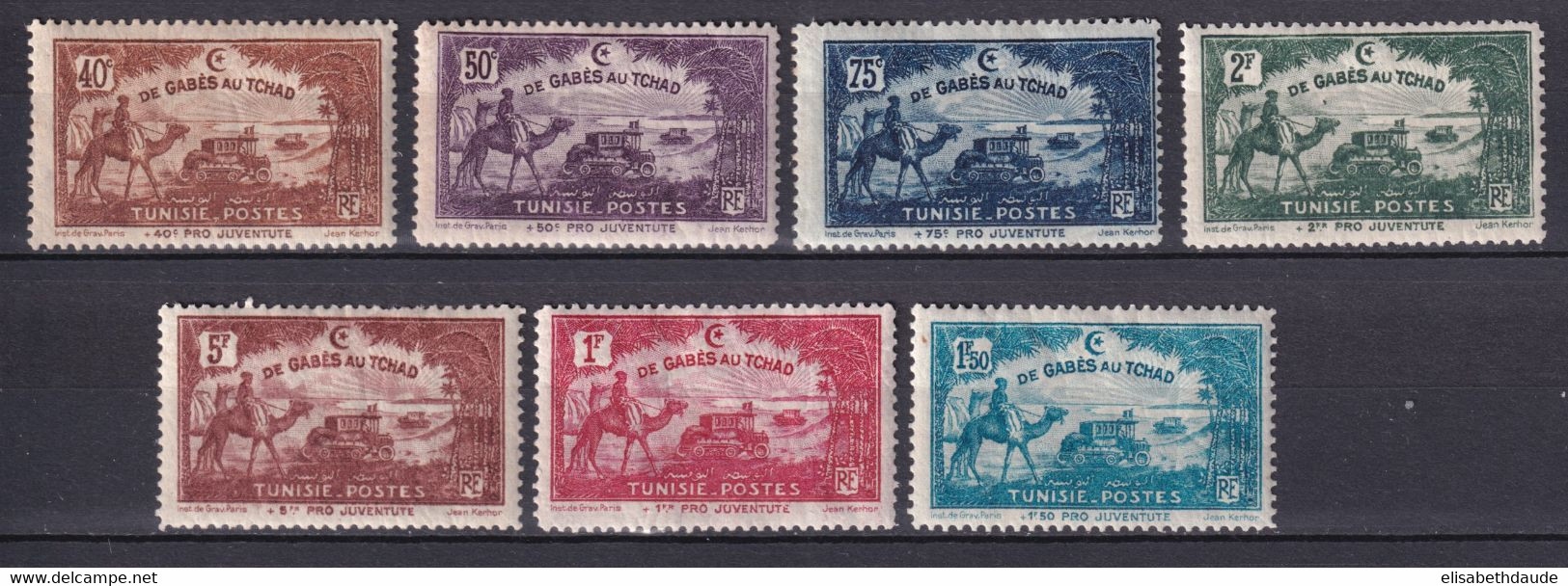 TUNISIE - 1928 - SERIE COMPLETE YVERT 147/153 * MLH - COTE = 16 EUR. - Neufs