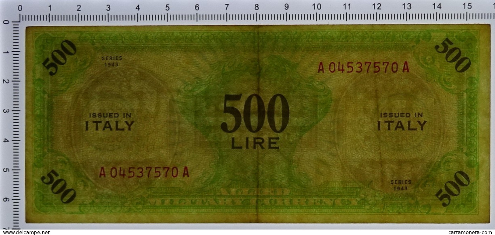 500 LIRE OCCUPAZIONE AMERICANA IN ITALIA MONOLINGUA BEP 1943 SPL- - 2. WK - Alliierte Besatzung