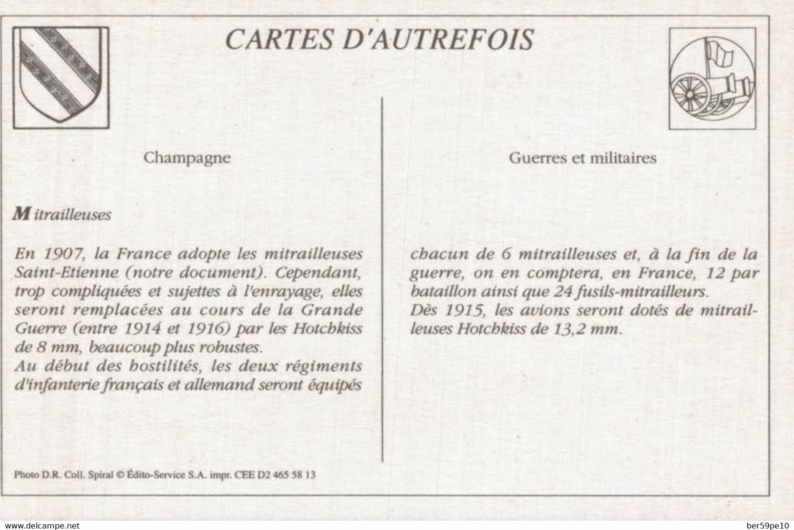 CARTES D'AUTREFOIS GUERRES ET MILITAIRES CHAMPAGNE  MITRAILLEUSES - Champagne-Ardenne