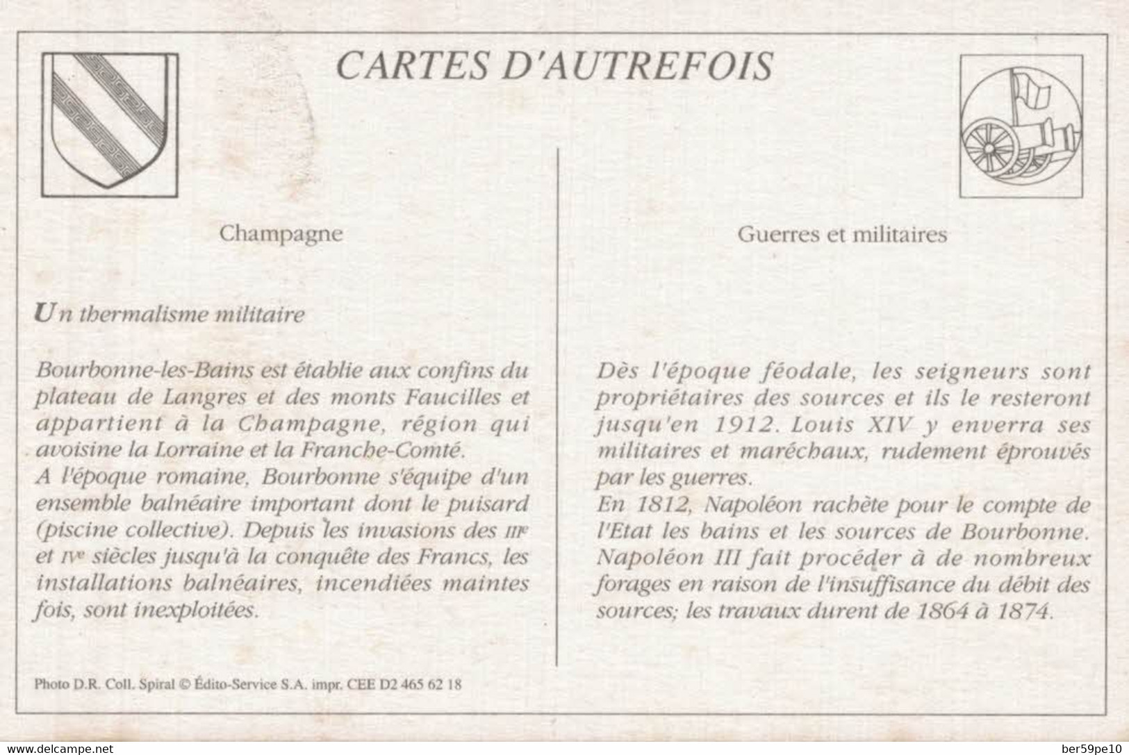 CARTES D'AUTREFOIS GUERRES ET MILITAIRES CHAMPAGNE  UN THERMALISME MILITAIRE - Champagne-Ardenne