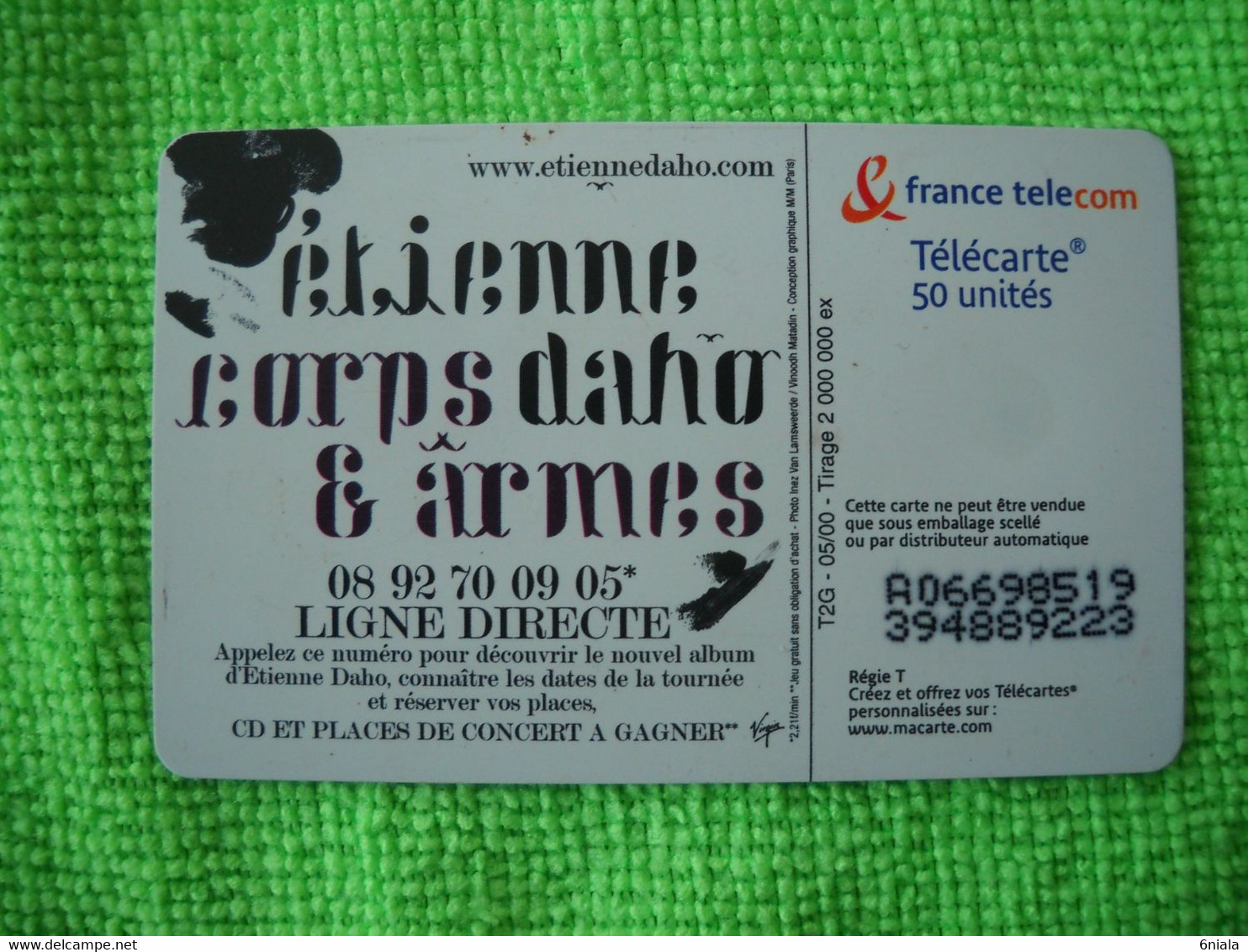 7100 Télécarte Collection ETIENNE DAHO  Chanteur  Corps Et Armes    50u  ( Recto Verso)  Carte Téléphonique - Personnages