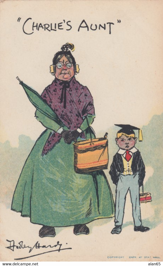 G.E. Shepheard Artist Image Charlie's Aunt, Boy Dressed For School With Old Woman C1900s Vintage Postcard - Shepheard