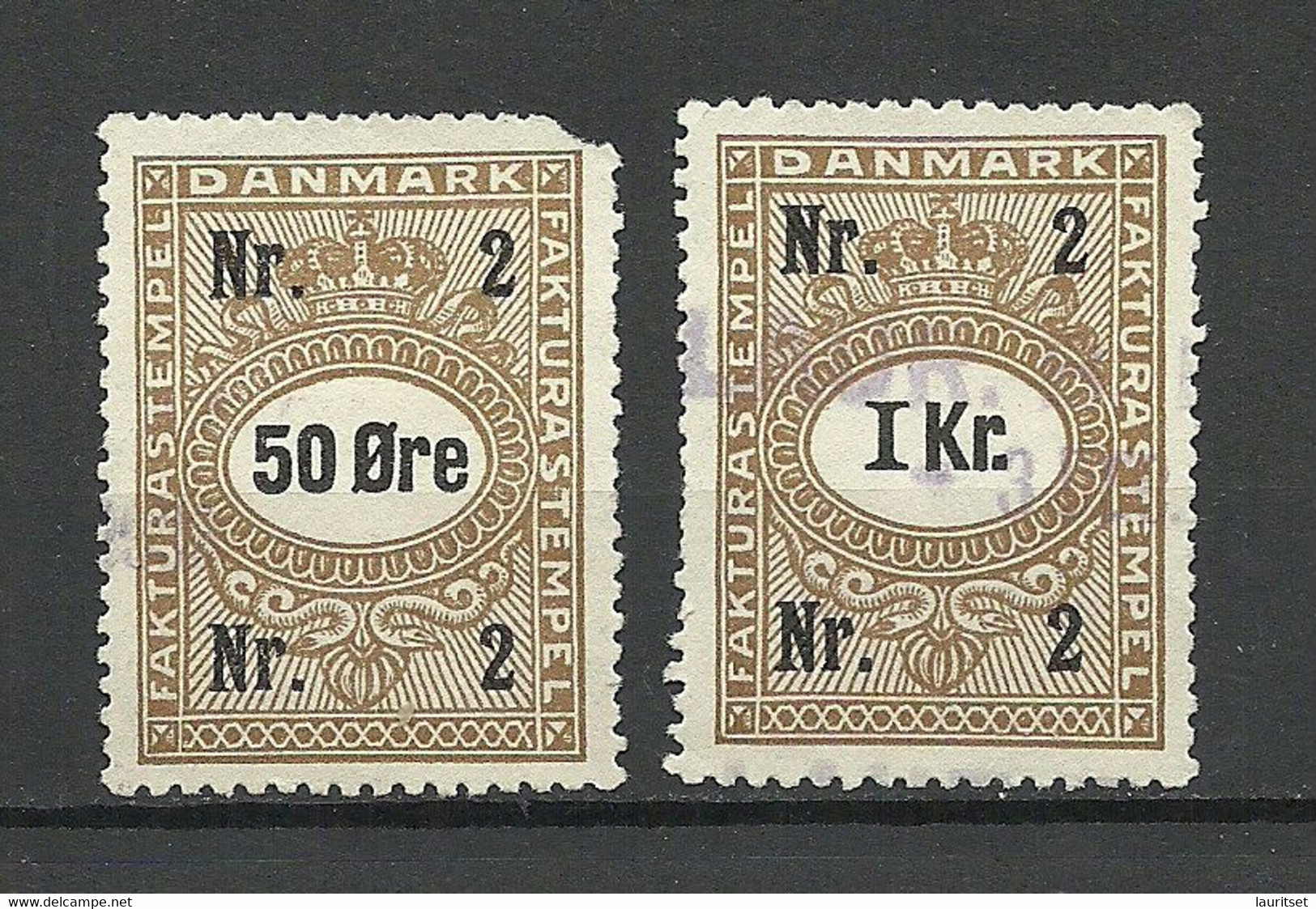 DENMARK Dänemark Stempelmarken Revenue 50 Öre & 1 Krone O - Revenue Stamps