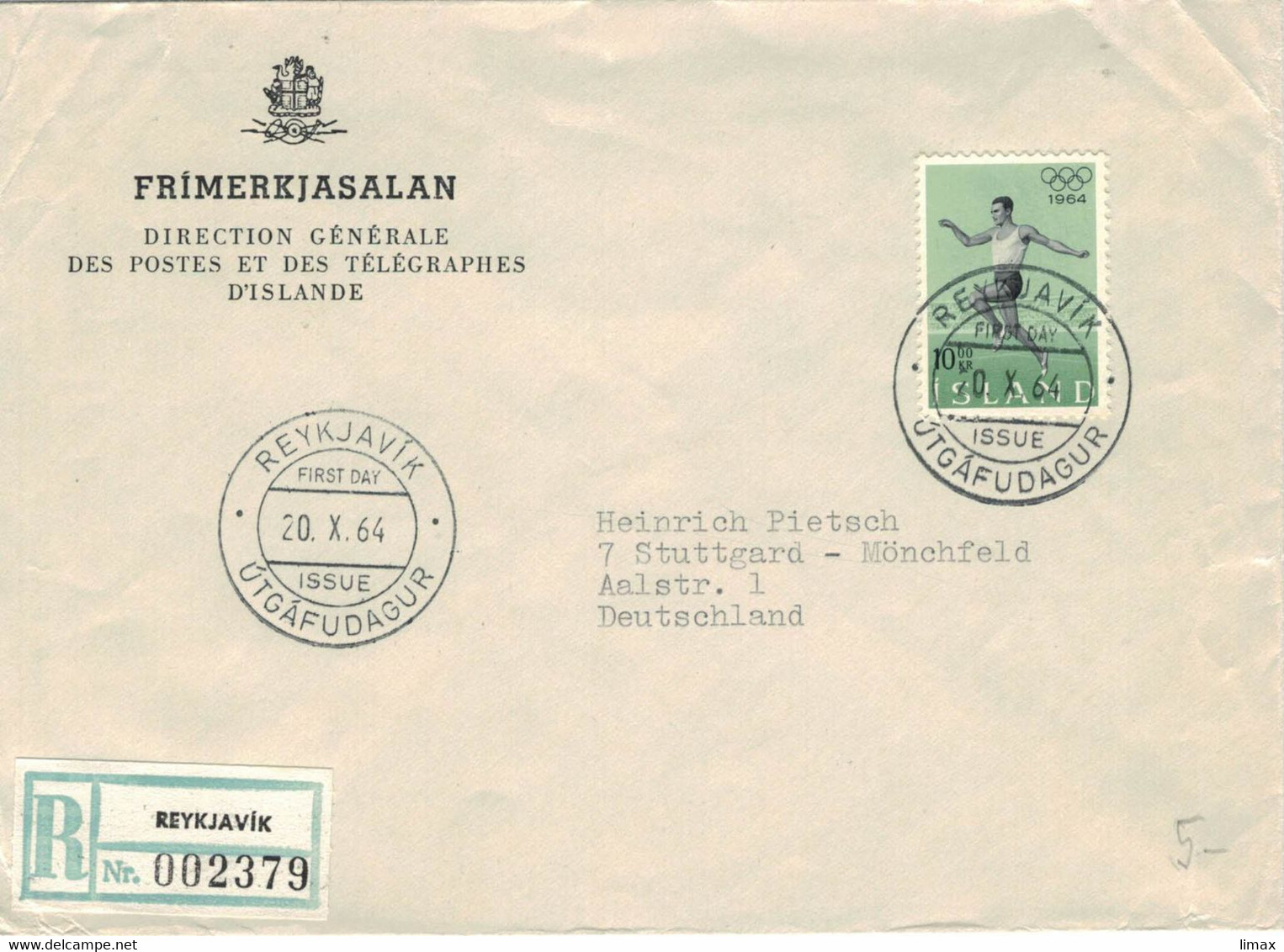 Reykjavik 1964 Utgafudagur - Reko Sport Olympia - Lettres & Documents