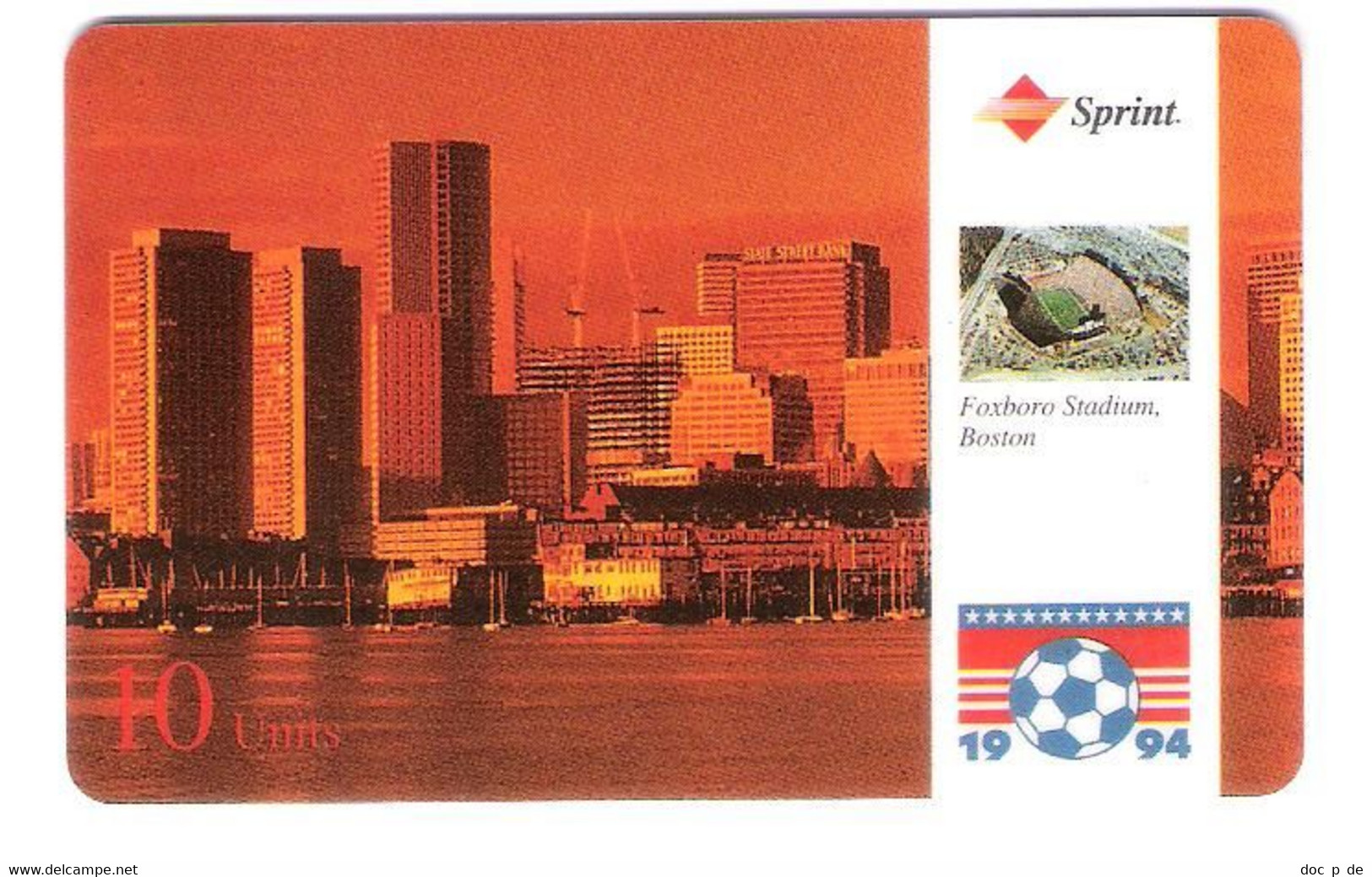 USA - Prepaid Card - Sprint - Football - Fussball - Soccer World Cup USA 94  - Foxboro Stadium Boston - Sprint