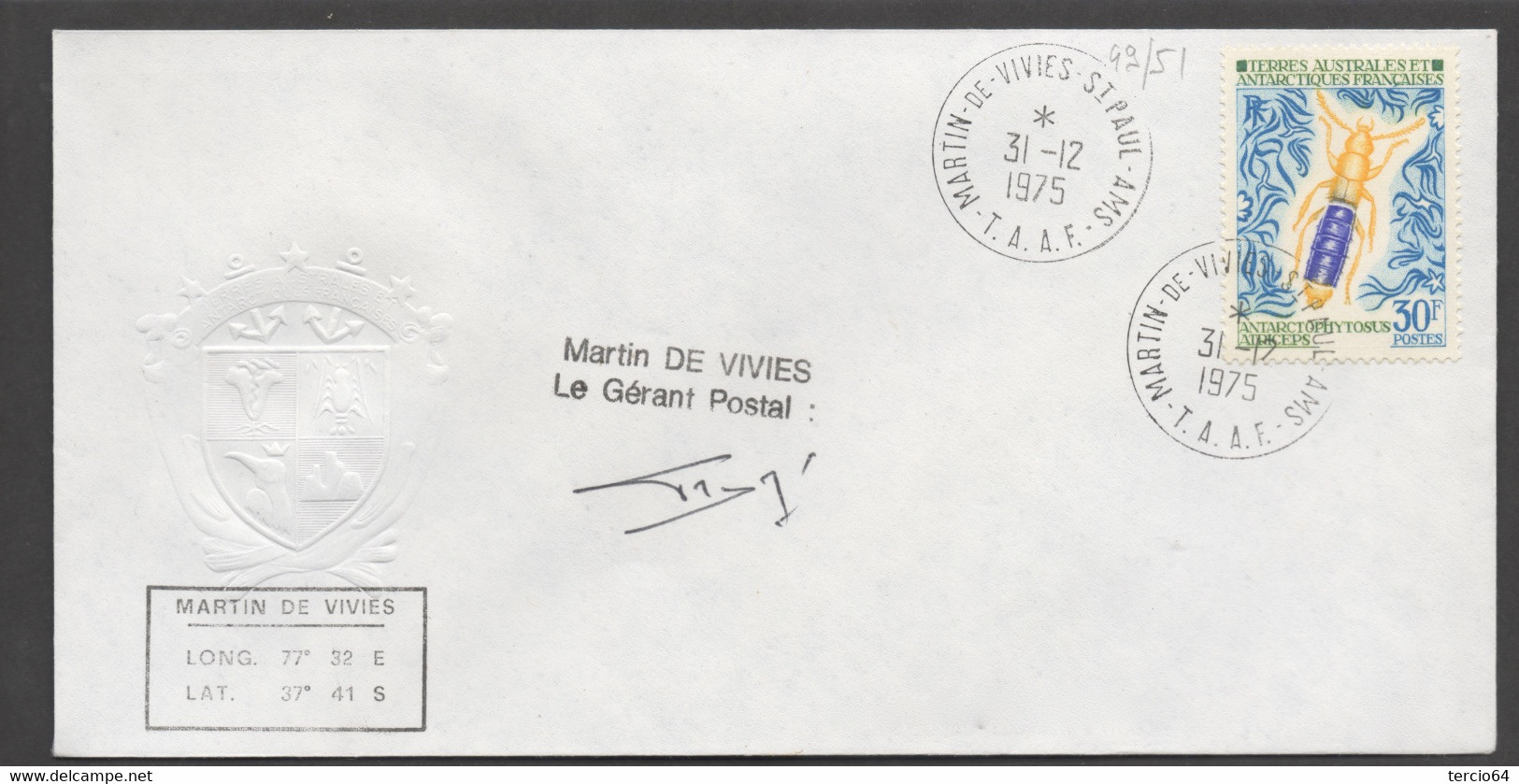 LOT  vrac TAAF PLUS DE 30 timbres seuls sur Lettre de Martin de Viviès cf scans TTB