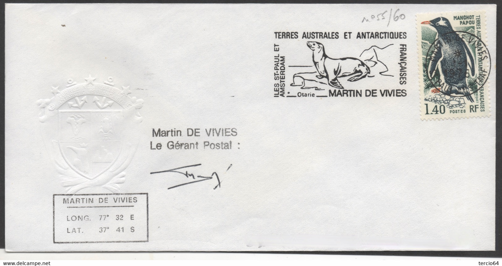 LOT  vrac TAAF PLUS DE 30 timbres seuls sur Lettre de Martin de Viviès cf scans TTB