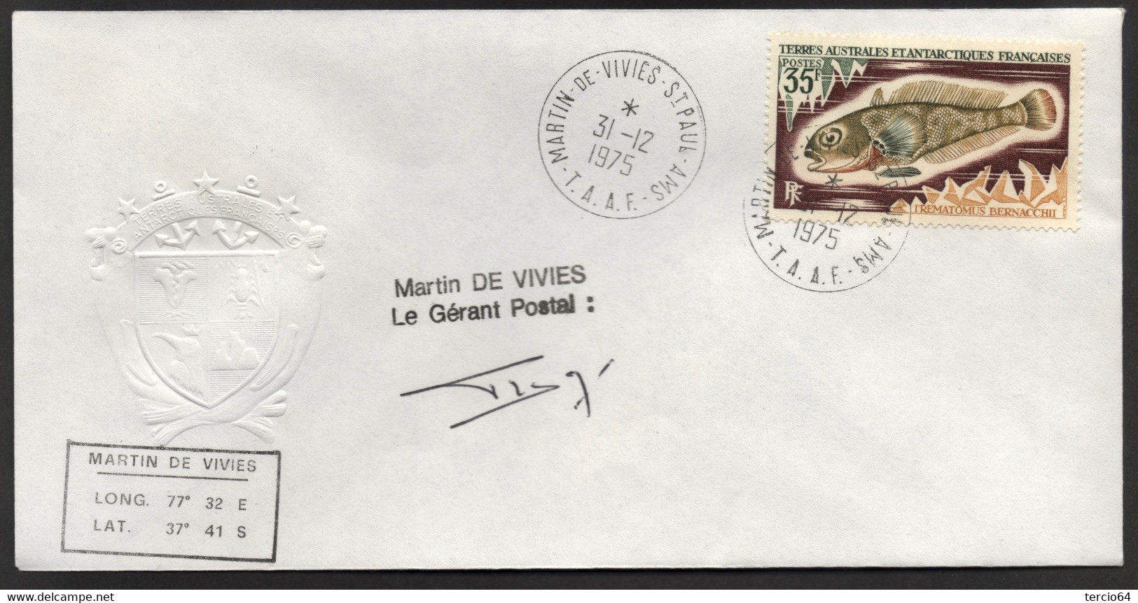 LOT  vrac TAAF PLUS DE 30 timbres seuls sur Lettre de Martin de Viviès cf scans TTB