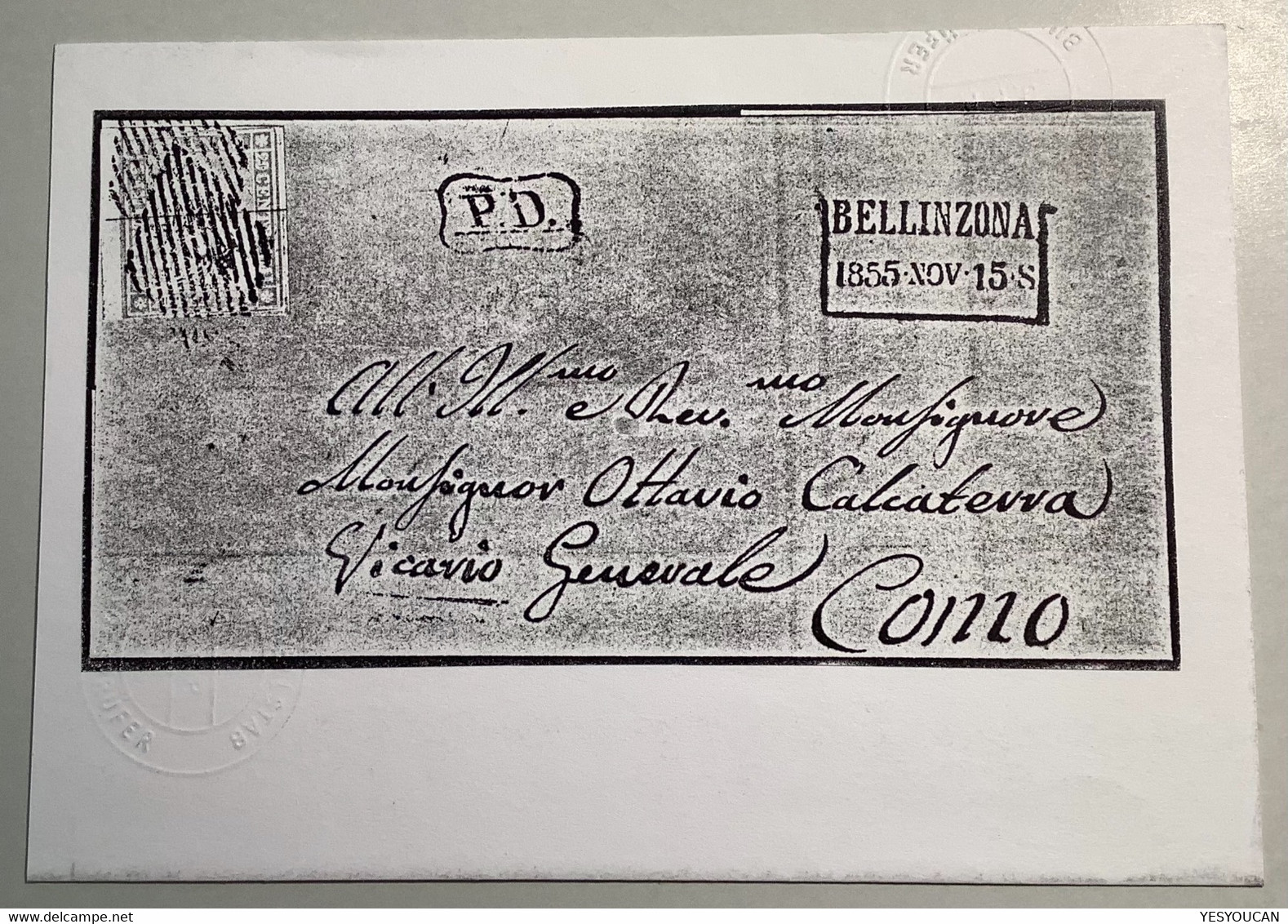 BELLINZONA (TI)1855 Strubel Brief>Como LOMBARDO VENETO. Schweiz 1854 25B Attest Rellstab(lettre Suisse Italia RL Cover - Briefe U. Dokumente