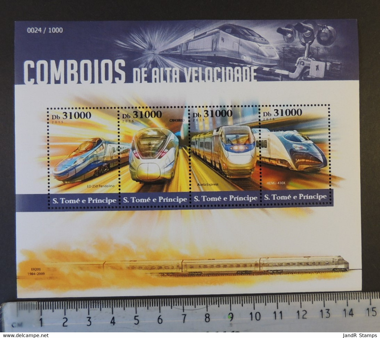 St Thomas 2015 High Speed Trains Railways Transport Pendolino Crh380 Acela Express Hemu M/sheet Mnh - Ganze Bögen