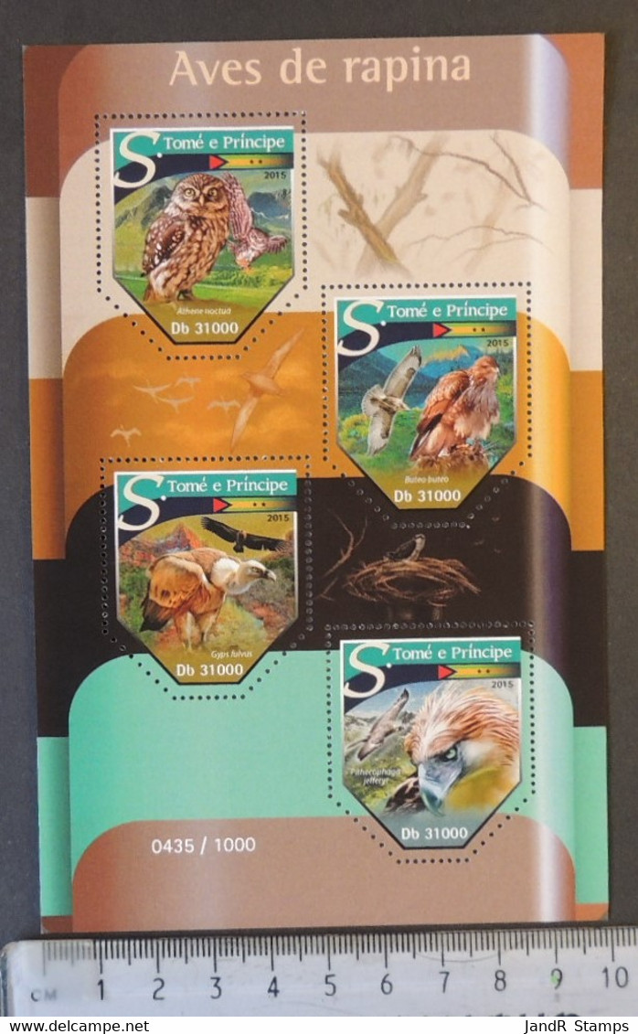 St Thomas 2015 Birds Of Prey Owls Vultures Eagles Buzzard M/sheet Mnh - Full Sheets & Multiples