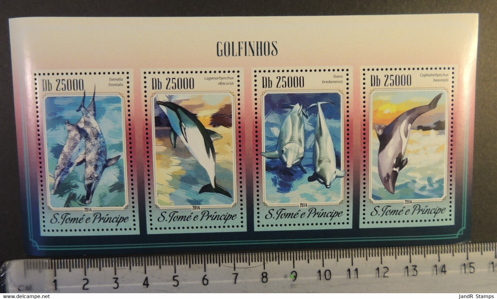 St Thomas 2014 Dolphins Marine Life M/sheet Mnh - Ganze Bögen