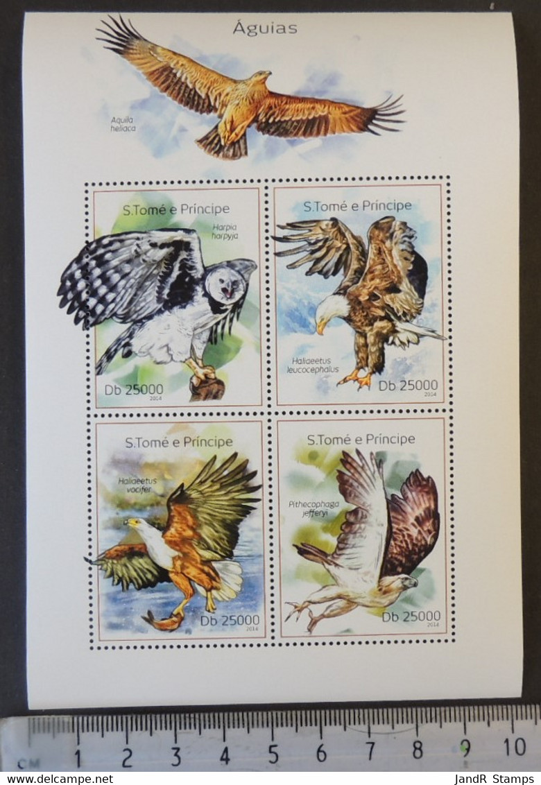 St Thomas 2014 Eagles Birds Of Prey M/sheet Mnh - Ganze Bögen