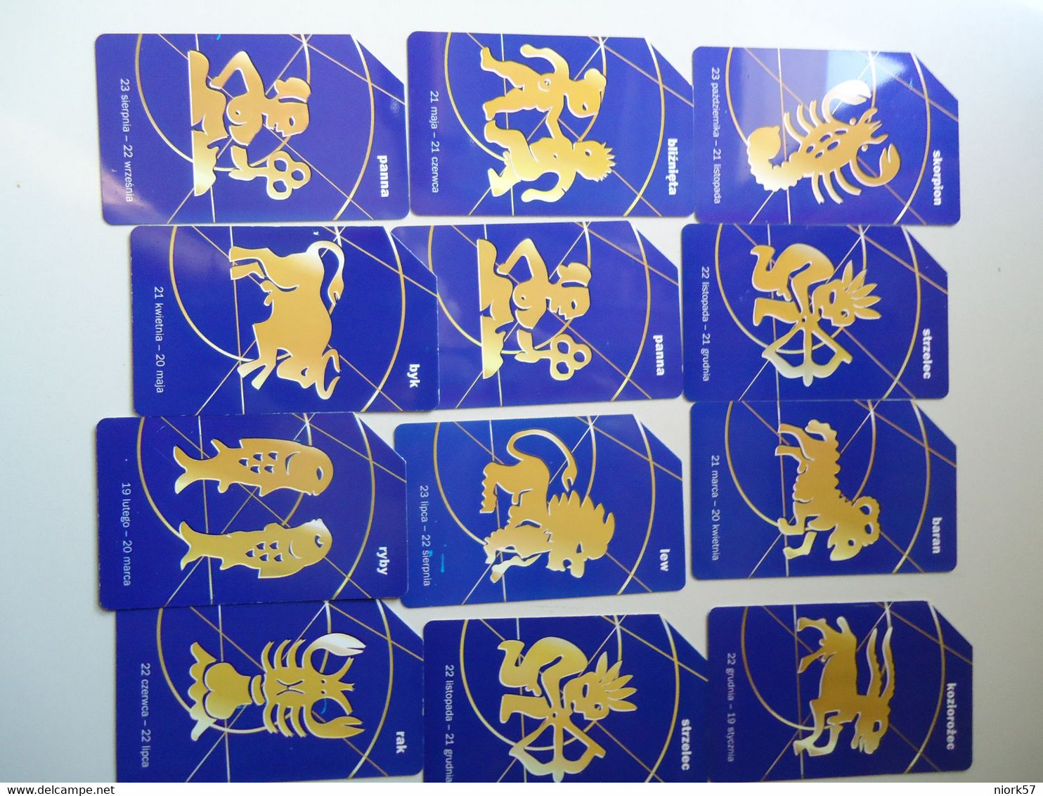 POLAND SET 12     USED CARDS   ZODIAC  ZODIAC SIGNS - Zodiaque