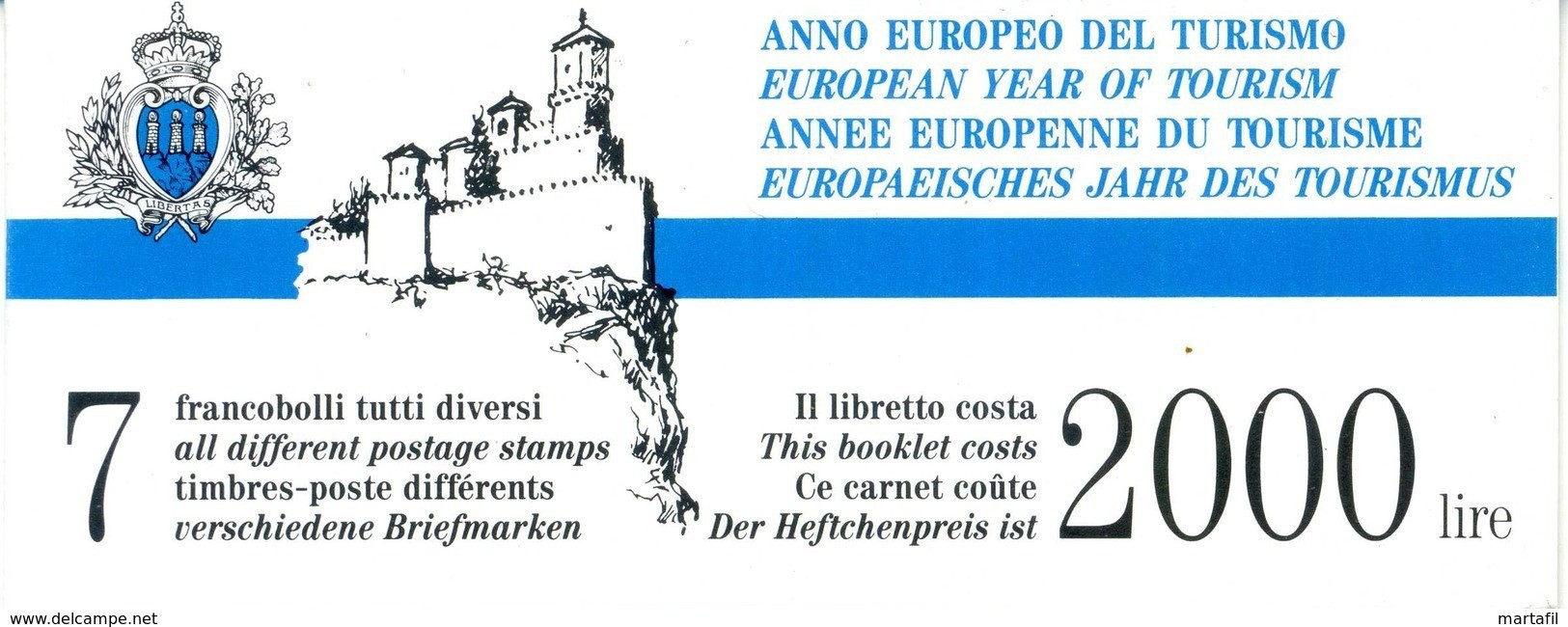 1990 SAN MARINO L2 Libretto 2 USATO Anno Europeo Del Turismo - Postzegelboekjes