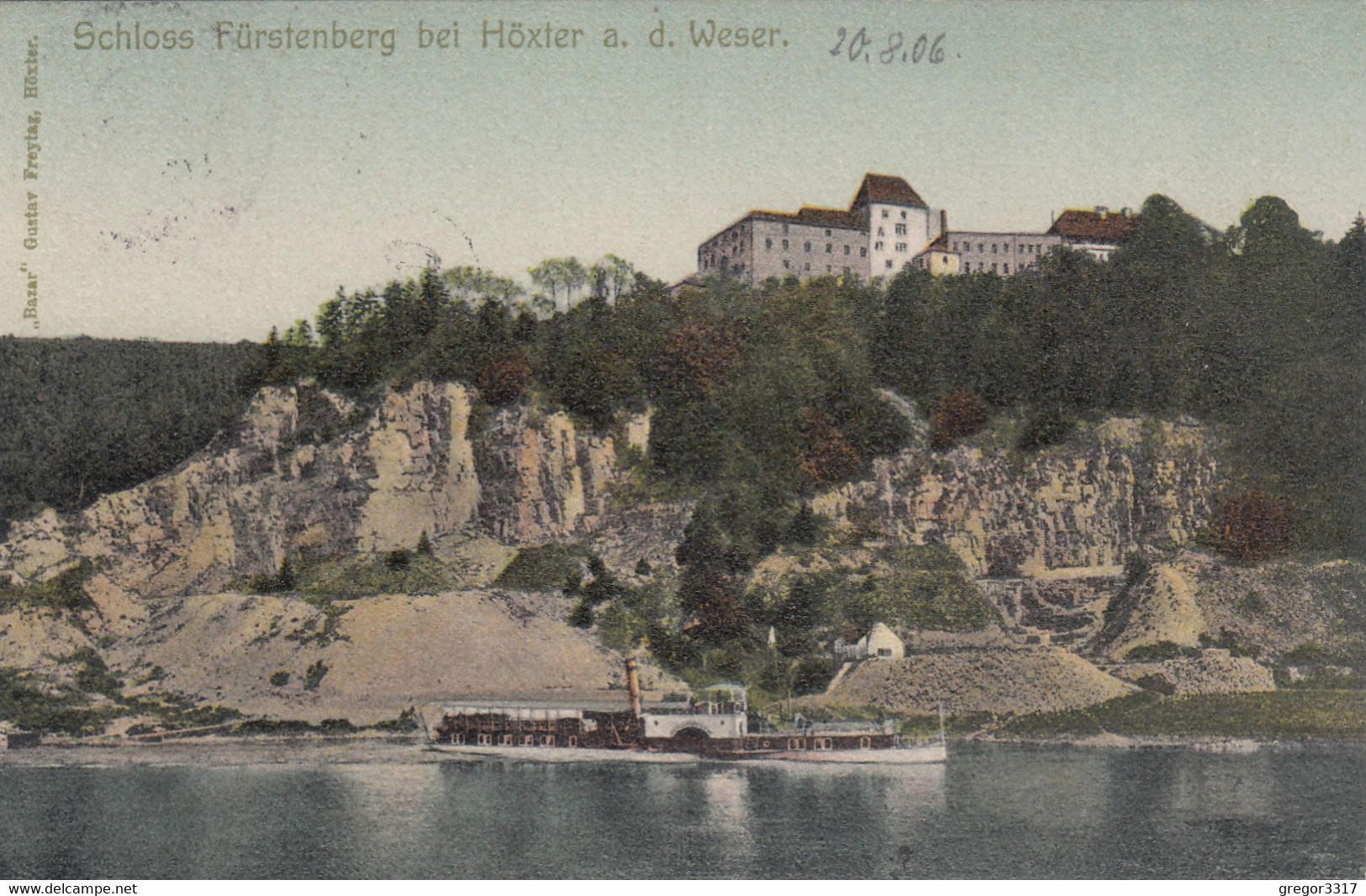 5680) Schloss FÜRSTENBERG Bei HÖXTER A. D. WESER Mit Sehr Altem SCHIFF - 20.08.1906 !! - Hoexter