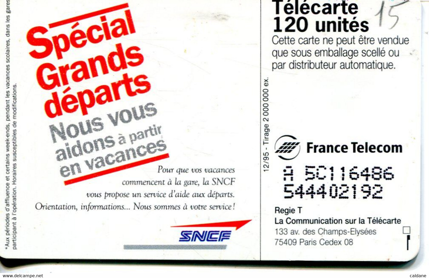 TELECARTE  France Telecom  120 UNITES  2.000.000 Ex. - Operadores De Telecom