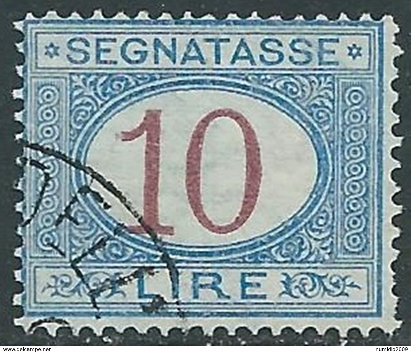 1890-94 REGNO SEGNATASSE USATO 10 LIRE - RE31-9 - Postage Due